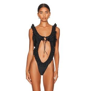 Alexander Wang front tie ruffle bodysuit swimsuit